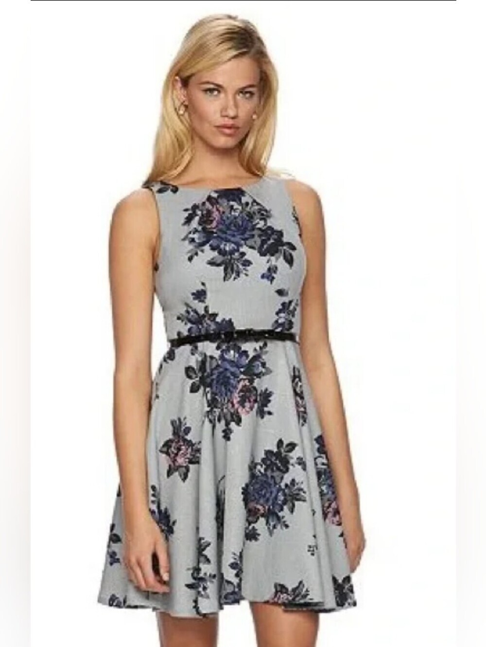Elle Midi Dress with Navy and Dusty Pink Floral Print 16